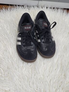 adidas Samba Black Leather Sneakers with White Stripes